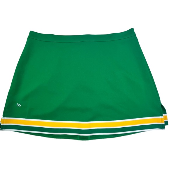 XXL Adult Cheerleader Cheer Uniform Skirt 35" Waist XL Kelly Green Gold NEW - Picture 1 of 4